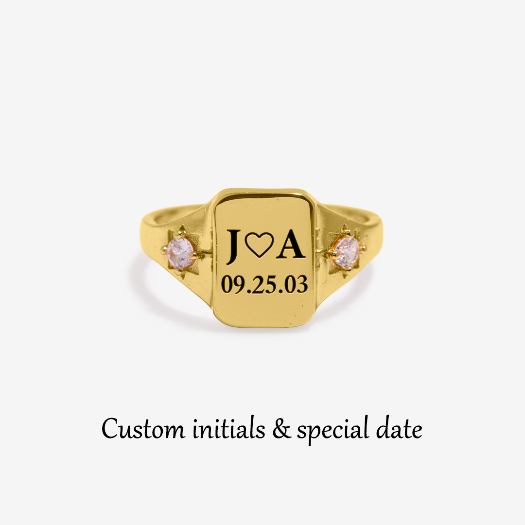 S925 Custom Initial & Special Date Ring