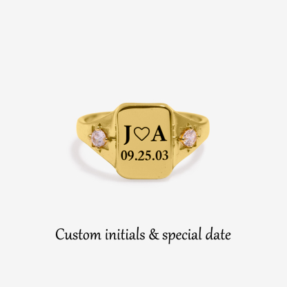 S925 Custom Initial & Special Date Ring