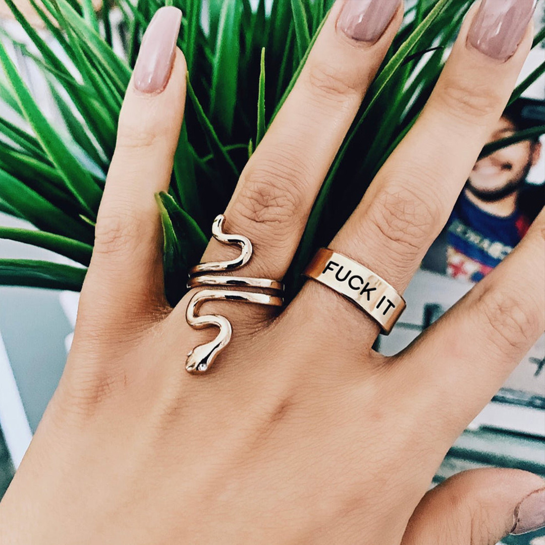 S925 Fuck It Wide Band Ring