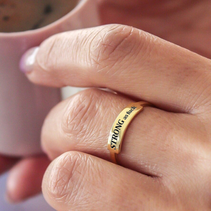 You Are Strong As Fuck Dainty Bar Ring
