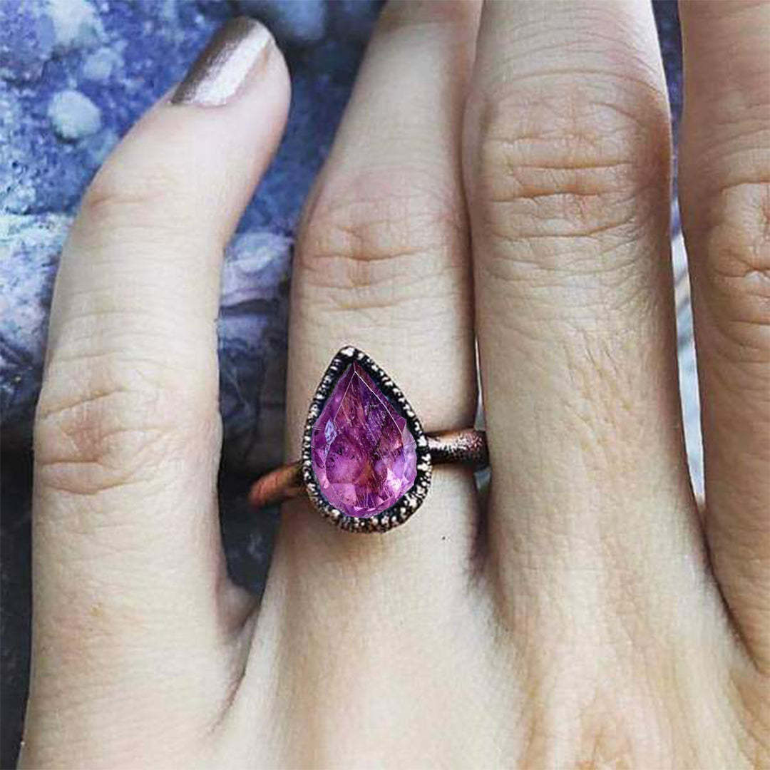 Teardrop Amethyst Ring