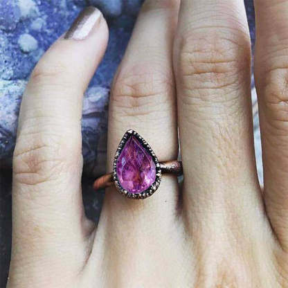 Teardrop Amethyst Ring