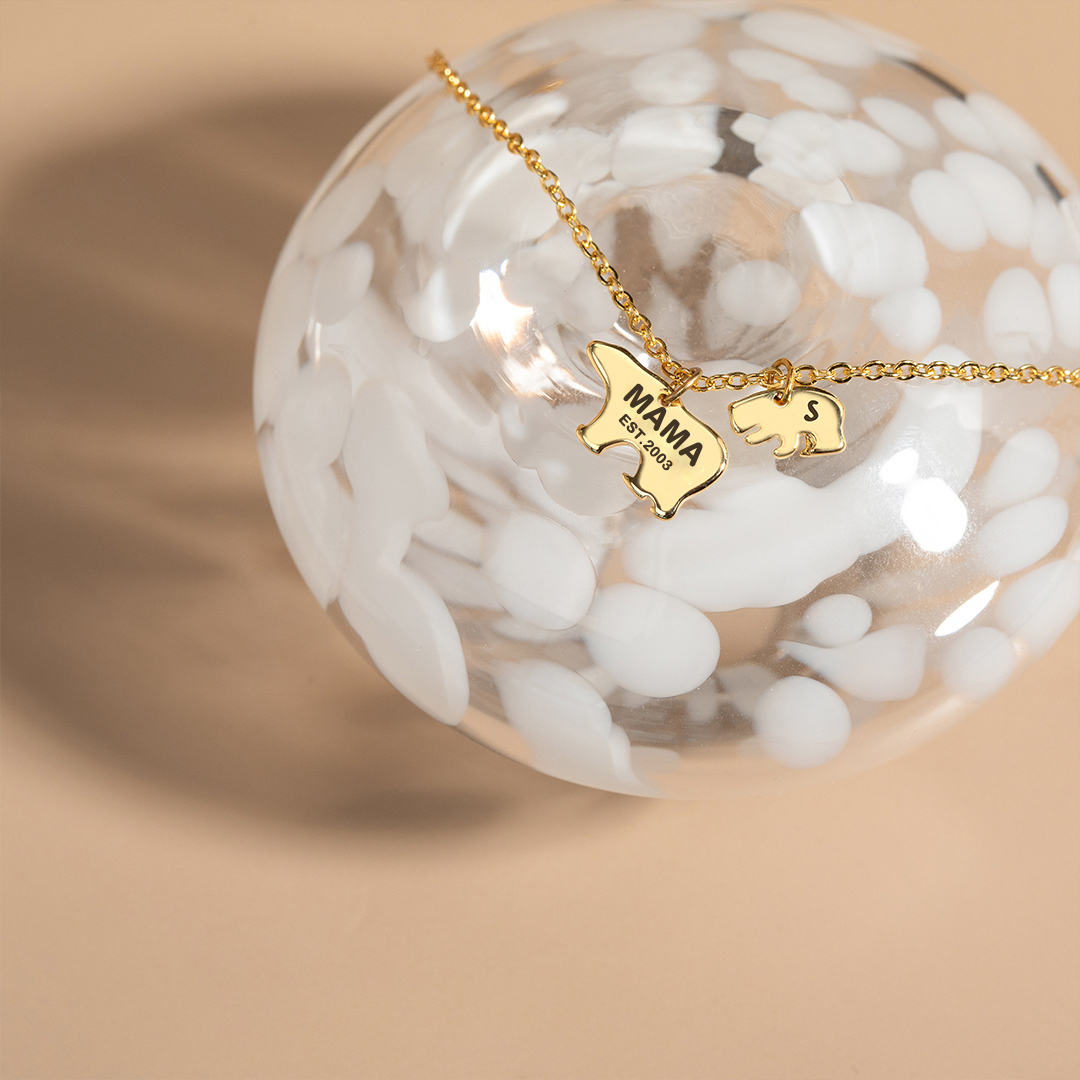 For Mother - You Are The Best Mama Bear In The World Name Custom Necklace