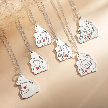 For Mother-Personalized Hugging Bear Custom Name Necklace