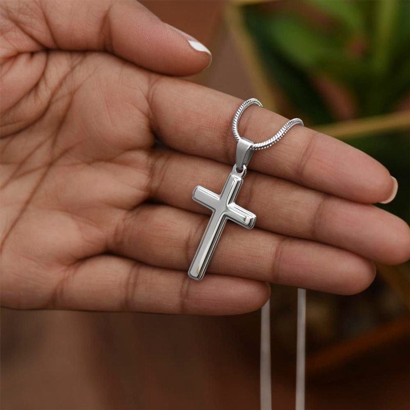 For Grandson - Whenever Your Cross Gets Heavy, Remember Whose Grandson You Are & Never Give Up Cross Necklace