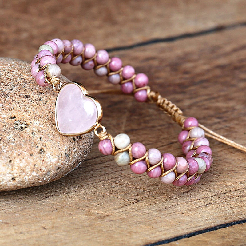 For Granddaughter -  I’ll Always Be With You Love You Forever Heart Protection Rose Quartz Bracelet