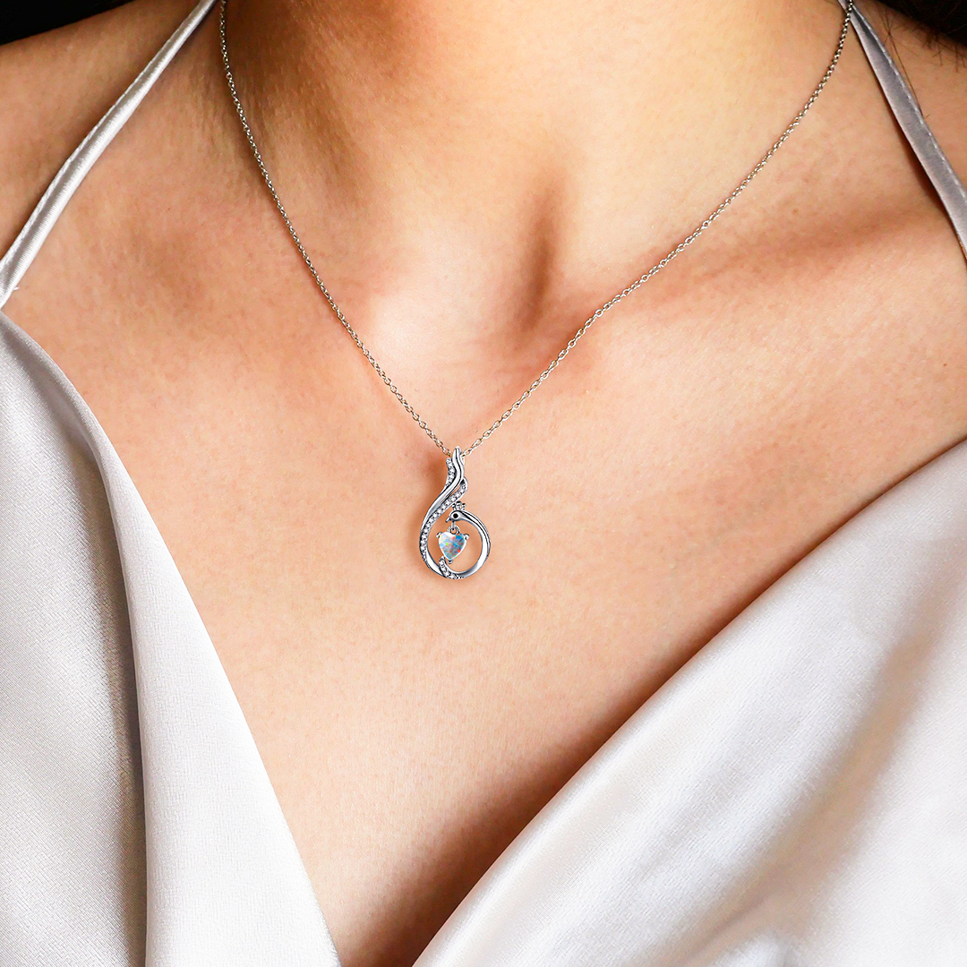 For Friend - S925 Burns Brighter Love Opal Stone Phoenix Necklace