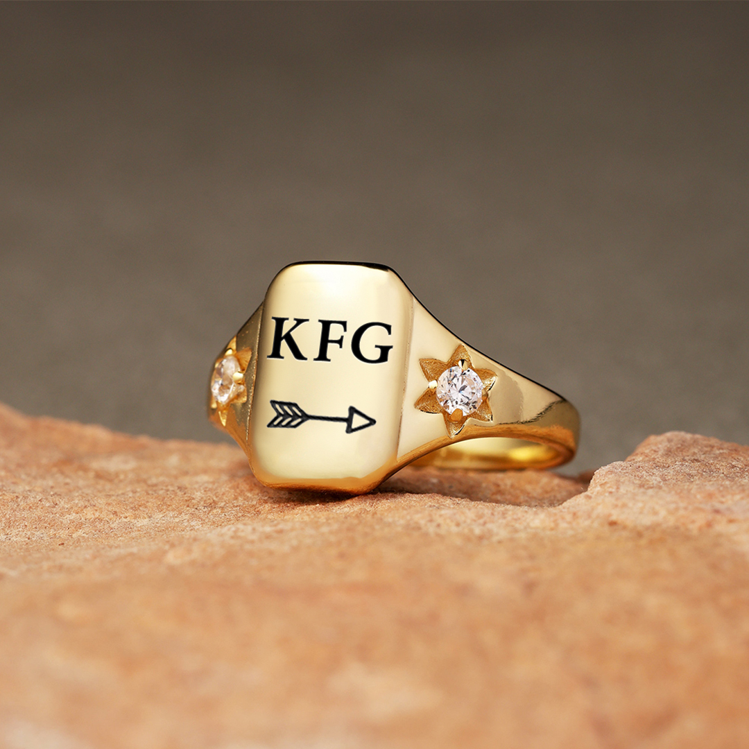 S925 Keep Fucking Going Square Ring