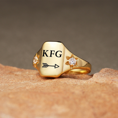 S925 Keep Fucking Going Square Ring