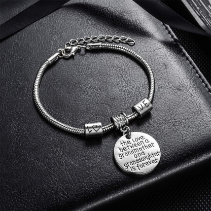 For Granddaughter - S925 Always Keep Me In Your Heart Grandparents And Grandchildren Love Eternal Pendant Bracelet