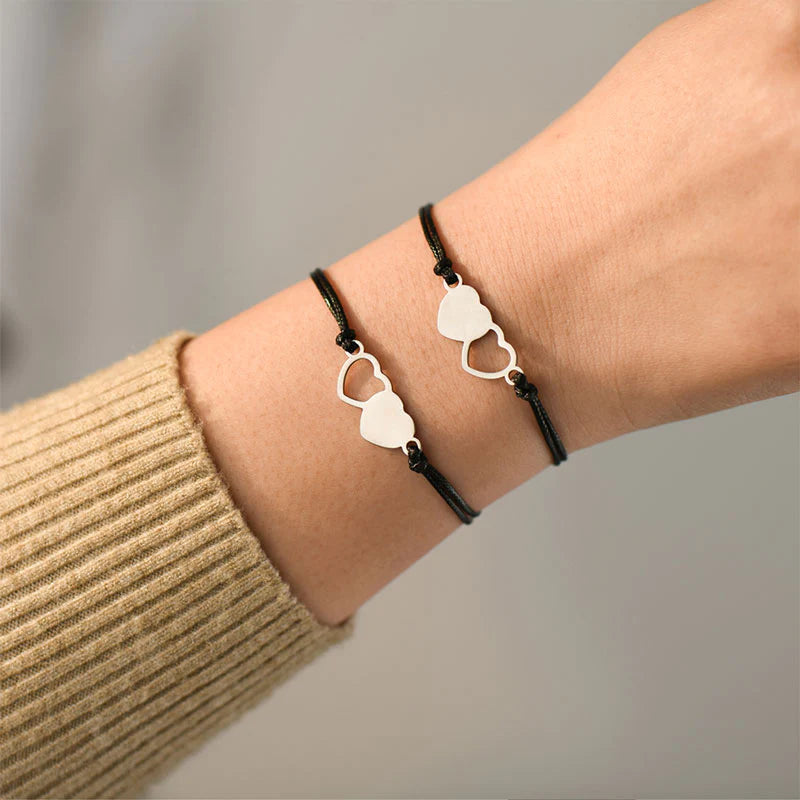 For Friend - Our Friendship Means the World to Me Heart to Heart String Bracelet