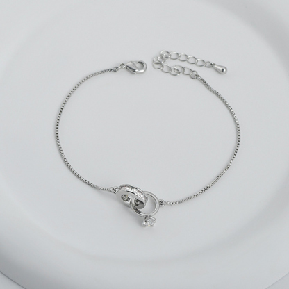 For Wife - S925 I Love You Forever And Always Interlocking Diamond Bracelet