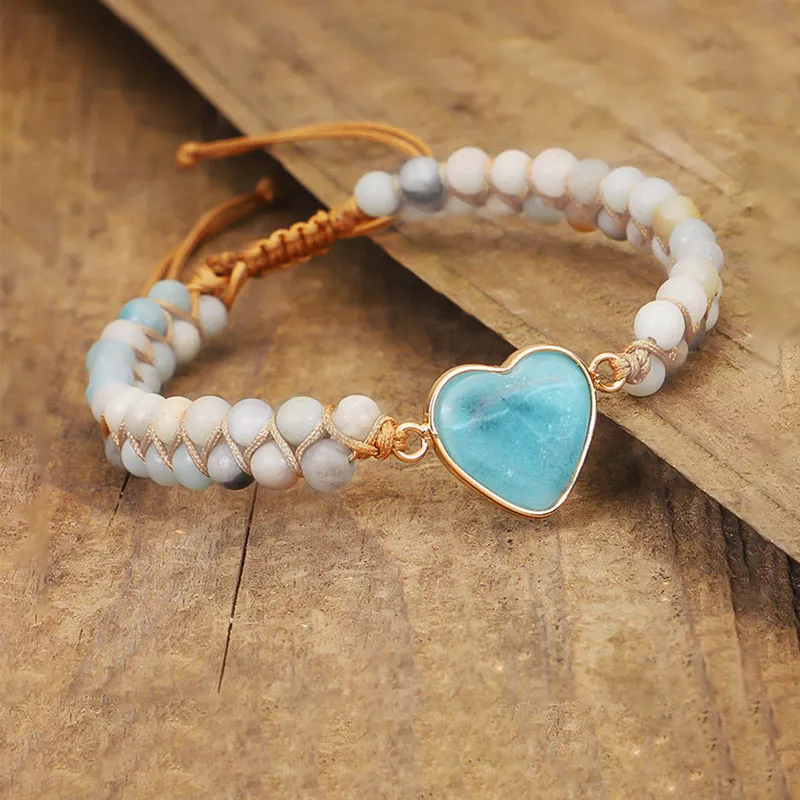For Granddaughter -  I’ll Always Be With You Love You Forever Heart Protection Rose Quartz Bracelet