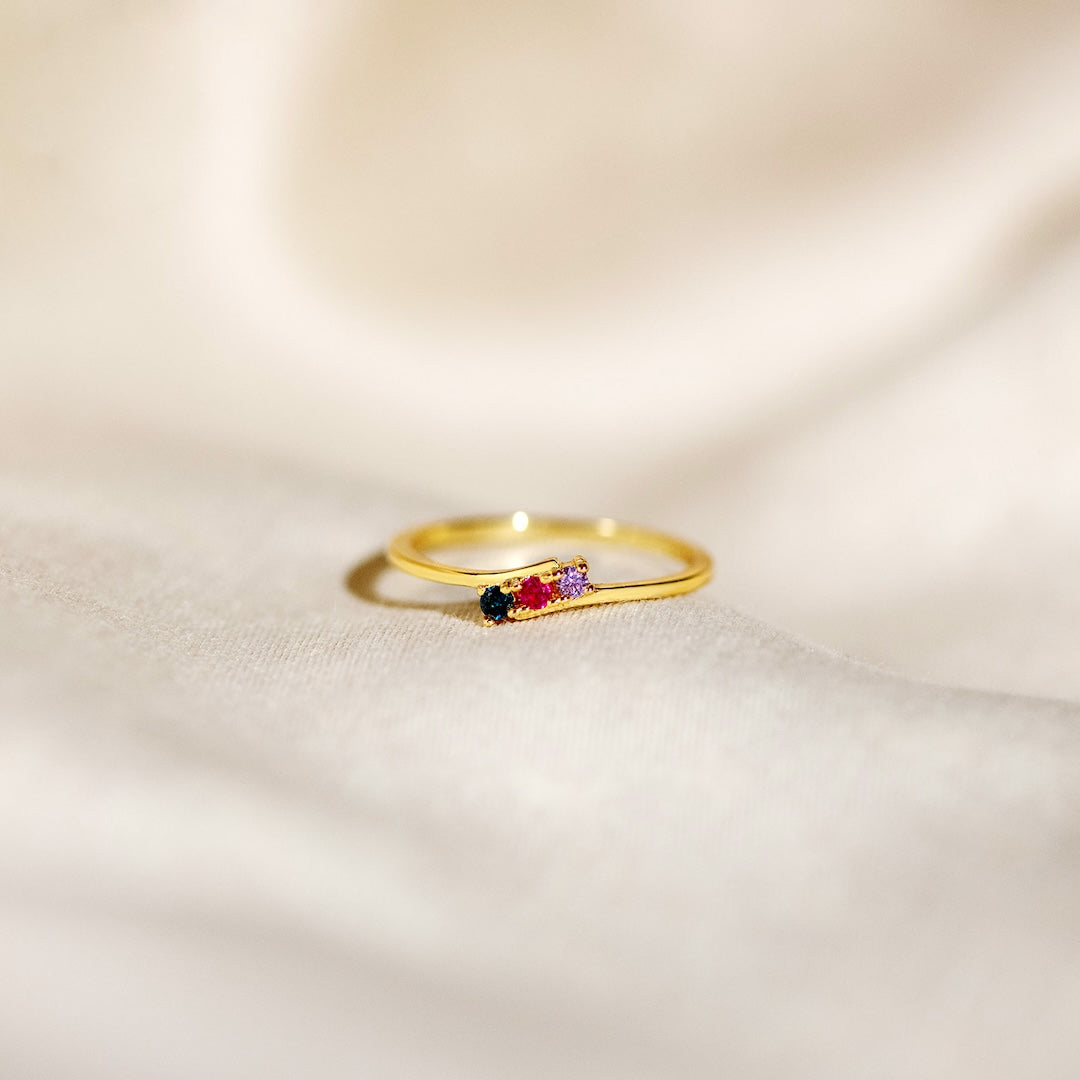 For Mother - Golden Route Birthstone Custom Ring