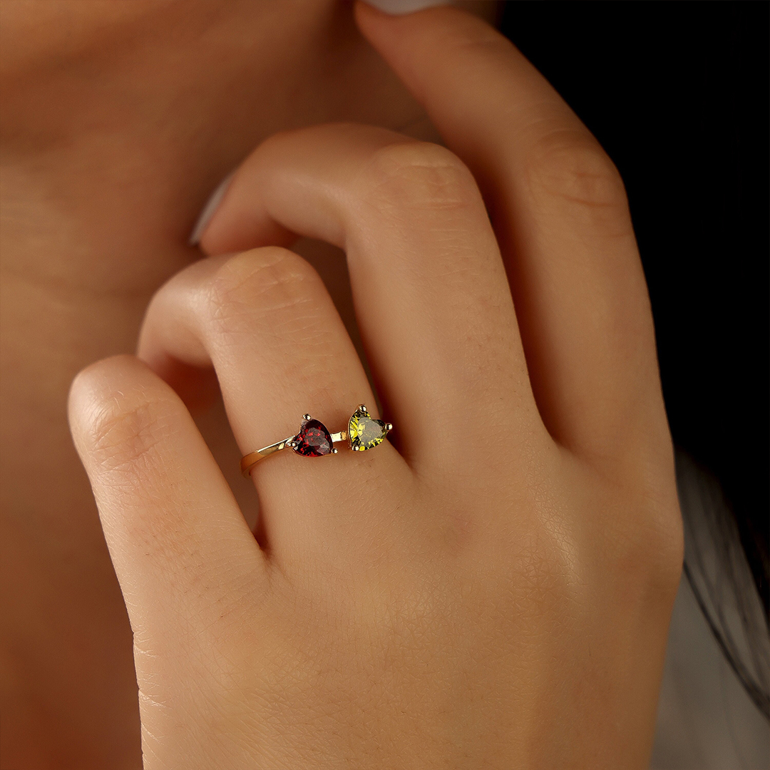 For Mother - Heart Birthstone Custom Ring