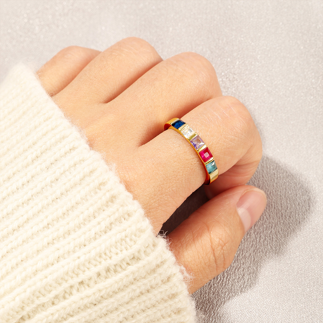 Personalized Birthstone Family Ring