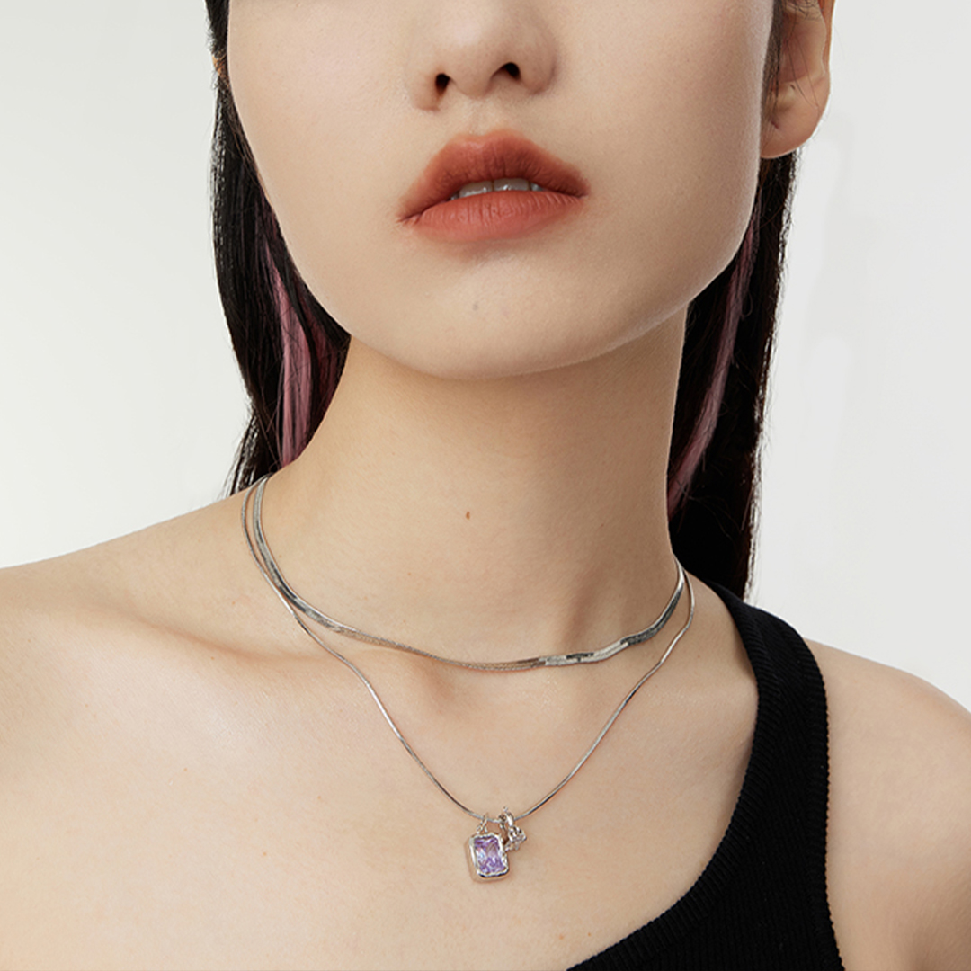 Mother And Daughter Forever Linked Together Custom Birthstones Layer Necklace