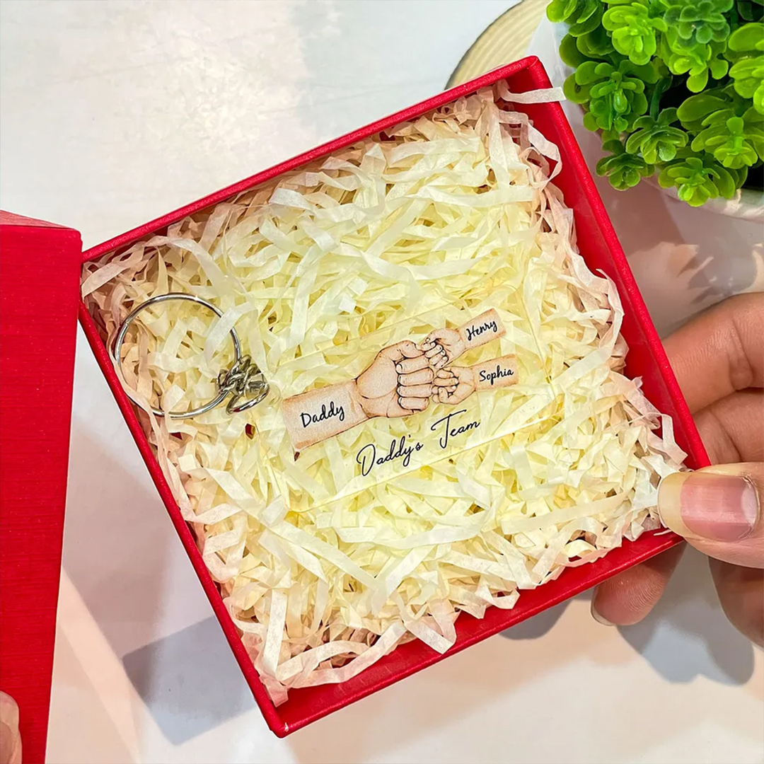 For Father - Daddy's Team Fist Bump Personalized Acrylic Keychain