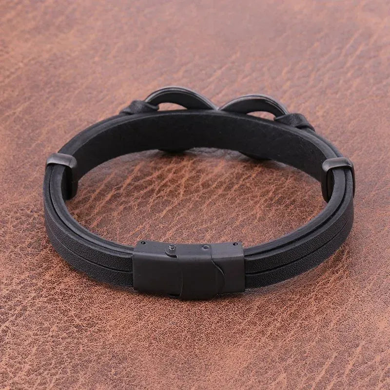 GIFT FOR HIM - KING'S CROWN INFINITY LEATHER BRACELET