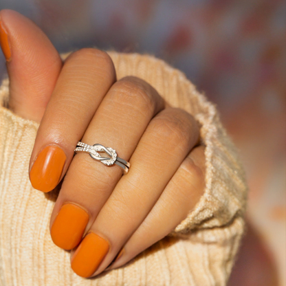 For Daughter - S925 Mother & Daughter Forever Linked Together Knot Ring