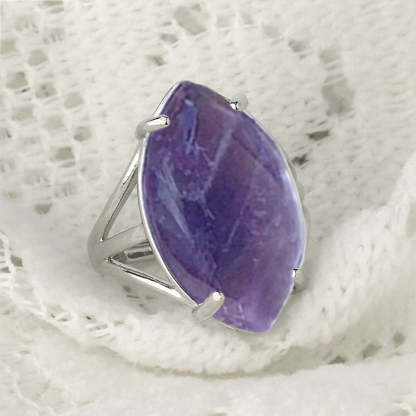 S925 Anxiety Relief Leaf Amethyst Ring