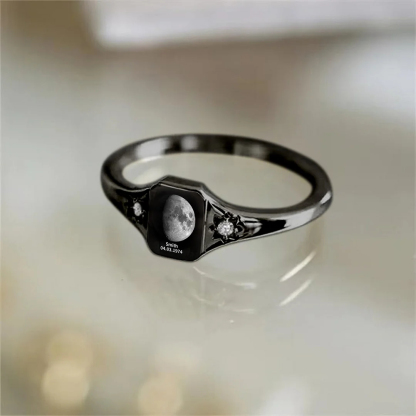 Personalized Moon Phase Ring, Sparkling Moon Phase Ring