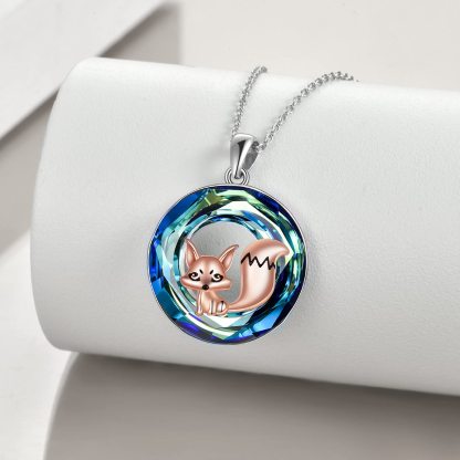 Fox Crystal Circle Necklace