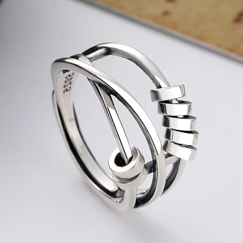 For Anyone - S925 Drive Away Your Anxiety Layer Beads Fidget Ring
