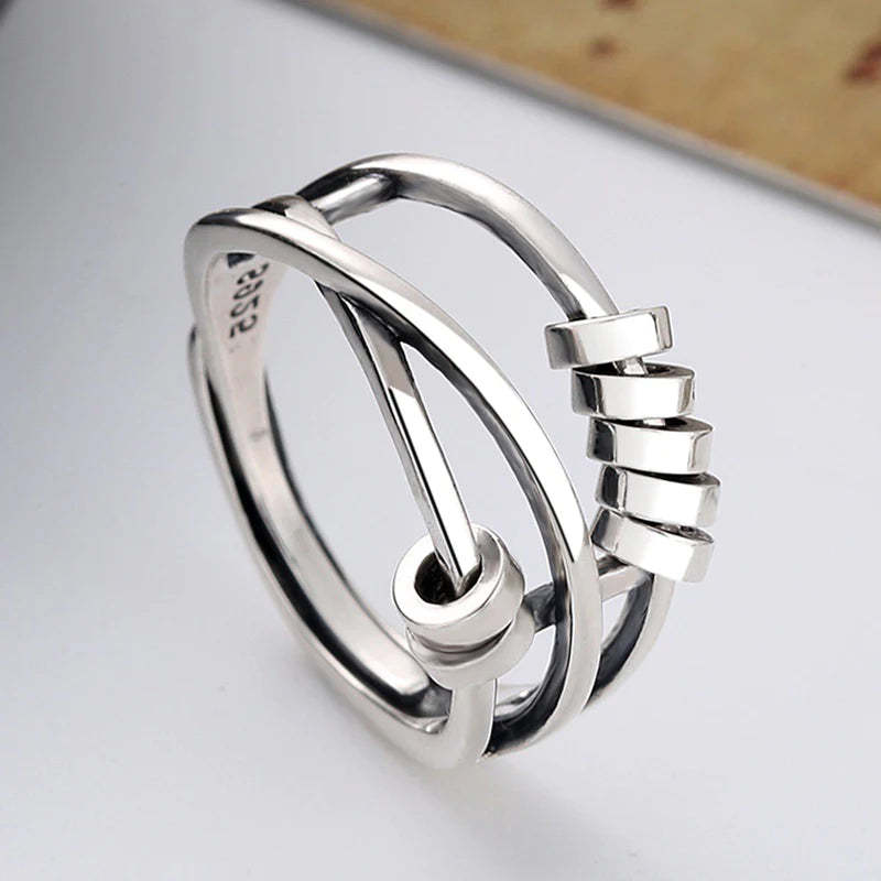 For Anyone - S925 Drive Away Your Anxiety Layer Beads Fidget Ring