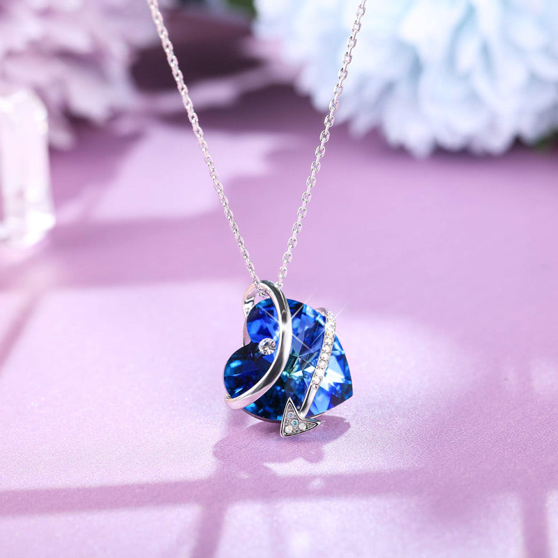 For Daughter - S925 Keep Going I¡¯ll Always be With You Heart Crystal Arrow Necklace