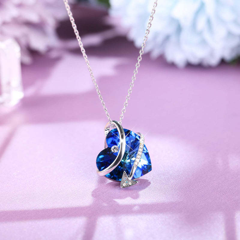 For Daughter - S925 Keep Going I¡¯ll Always be With You Heart Crystal Arrow Necklace