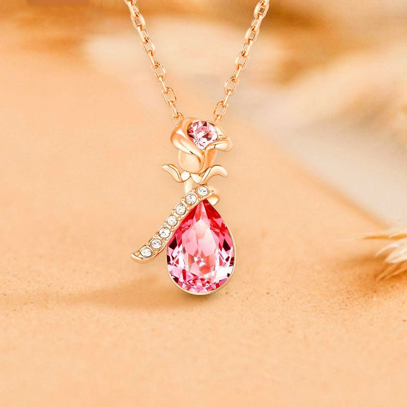 For Self - Don't Forget To Love Yourself First Austria Crystal Rose Necklace