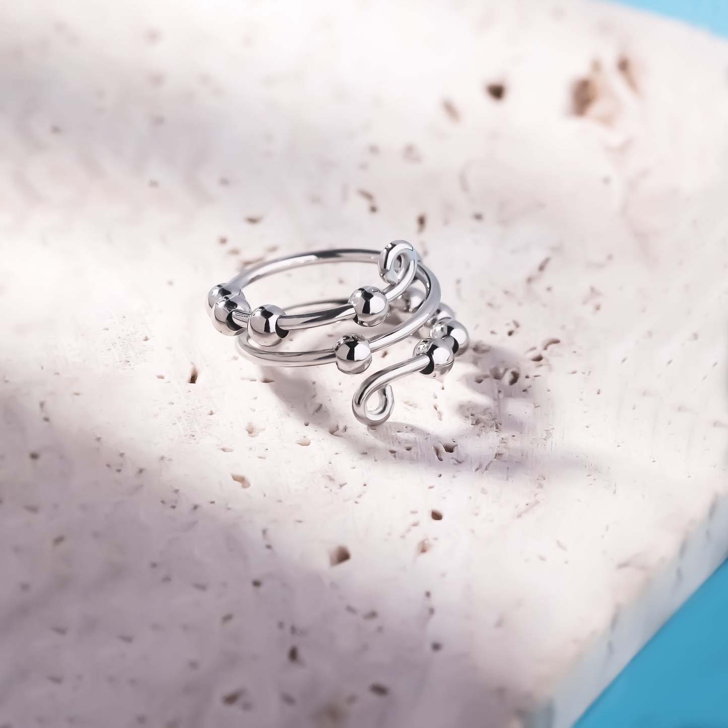 For Daughter - S925 Your Anxiety is Lying to You Circle Beads Fidget Ring