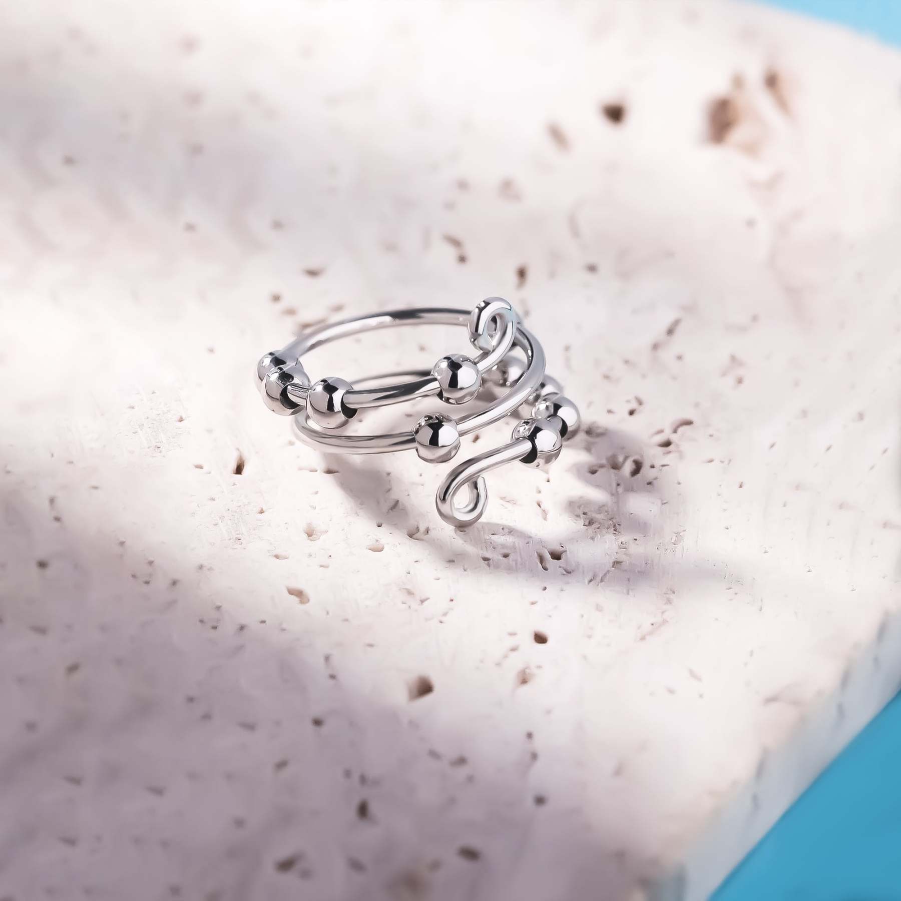 For Daughter - S925 Your Anxiety is Lying to You Circle Beads Fidget Ring