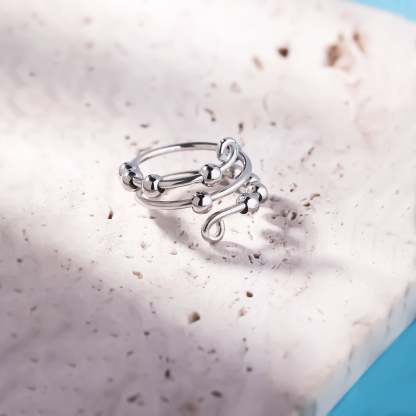 For Daughter - S925 Your Anxiety is Lying to You Circle Beads Fidget Ring