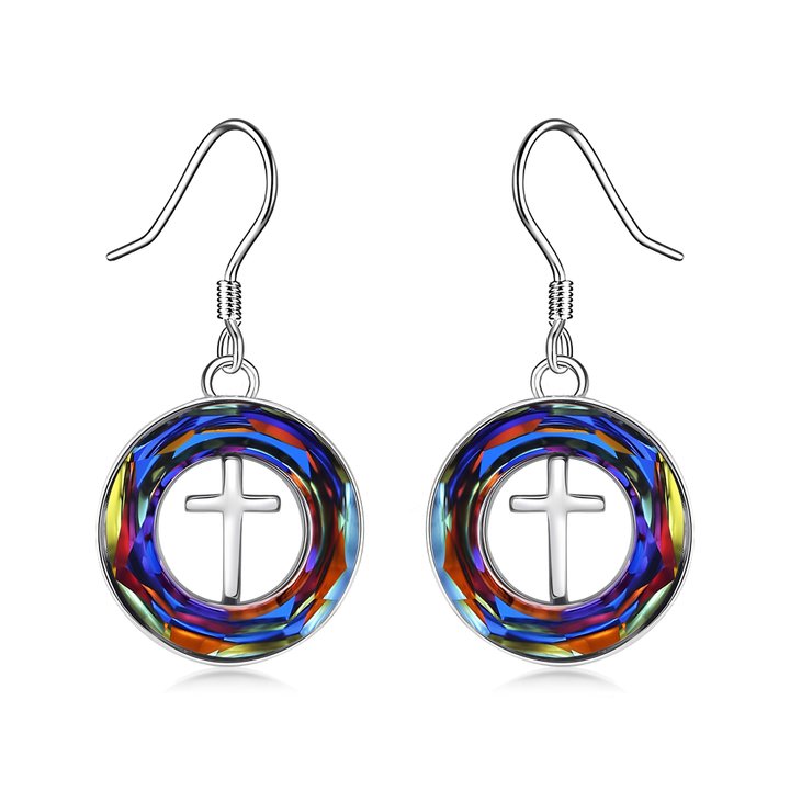 For Daughter - S925 Jesus is in Our Boat Crystal Cross Necklace
