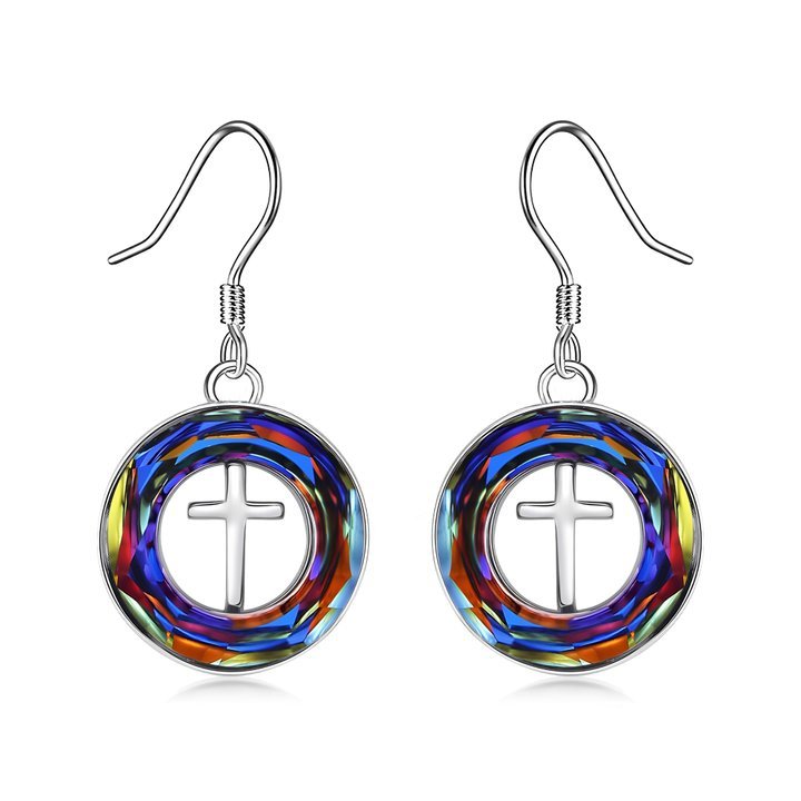 For Daughter - S925 Jesus is in Our Boat Crystal Cross Necklace