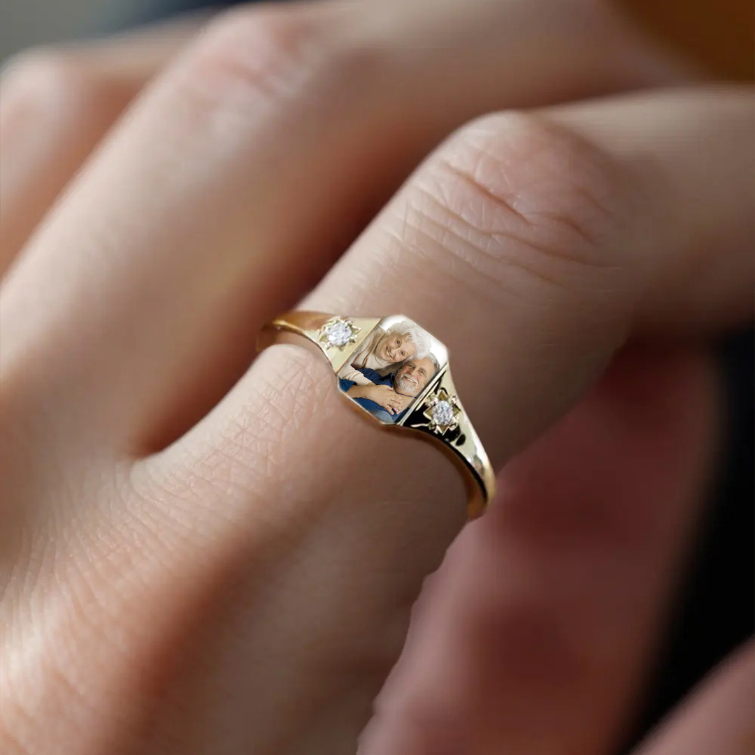 For Memorial - S925 Custom Photo & Birthstones Ring
