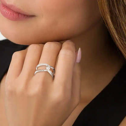 S925 No Matter How Busy We May be Our Hearts are Always Linked Together Cross Ring