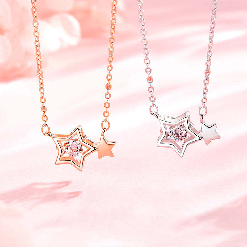 S925 Mother & Daughter Beating Star Necklace