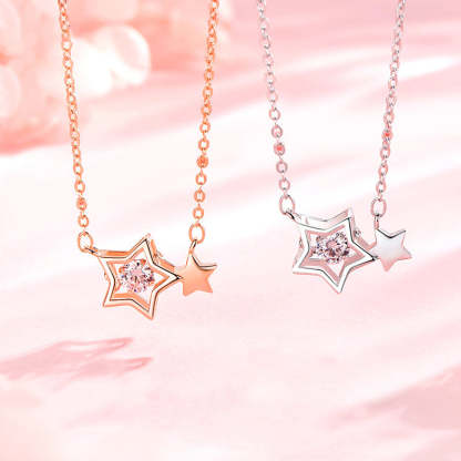 S925 Mother & Daughter Beating Star Necklace