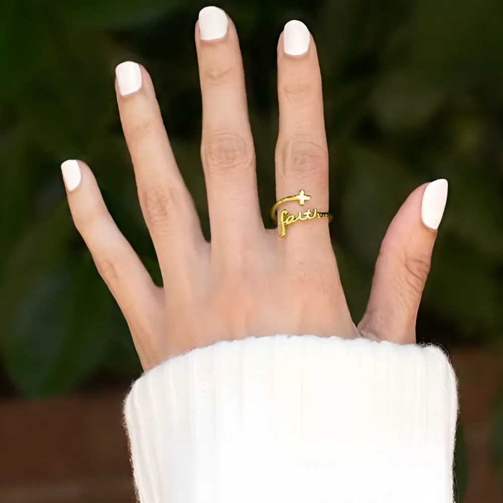 The Found Faith Script Ring