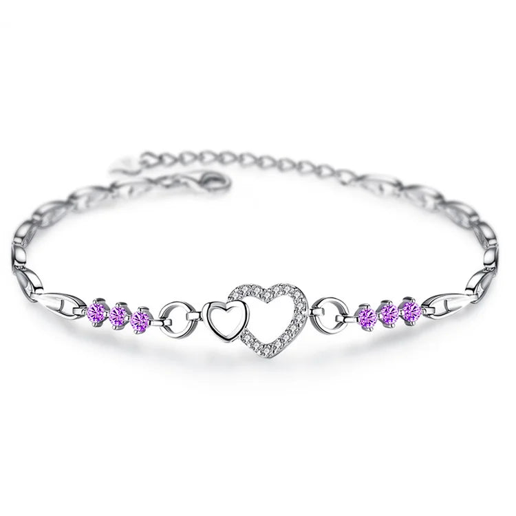 S925 Mother & Daughter Big Heart and Little Heart Bracelet