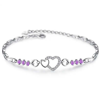 S925 Mother & Daughter Big Heart and Little Heart Bracelet