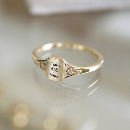 S925 Mother & Daughter Forever Linked Forever Loved Name Custom Ring
