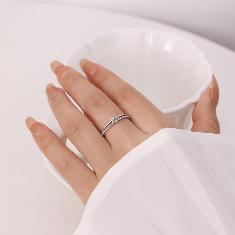 S925 Mother & Daughter Love Diamond Knot Ring