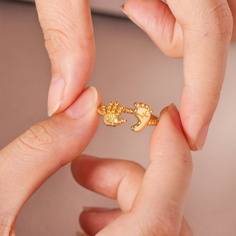 For Mother - S925 I Will Always Be Your Little Girl Baby Palm and Feet Ring