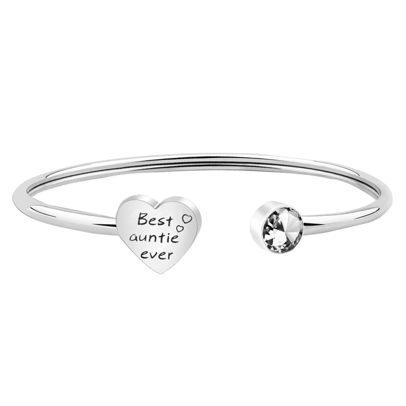 For Aunt/Niece - Best Aunt Heart Diamond Cuff Bracelet