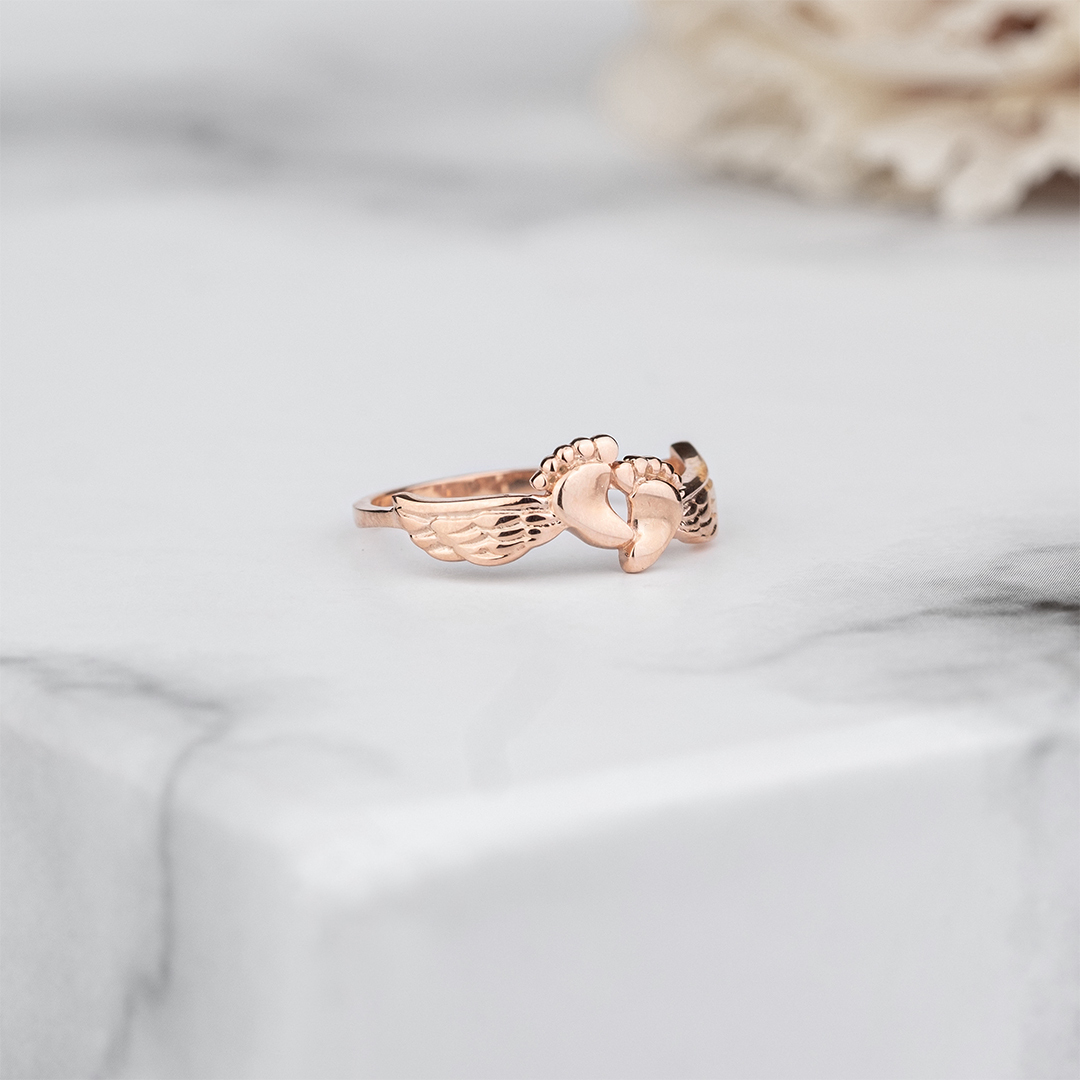 For Memorial - S925 Mama of an Angel Footprint Ring