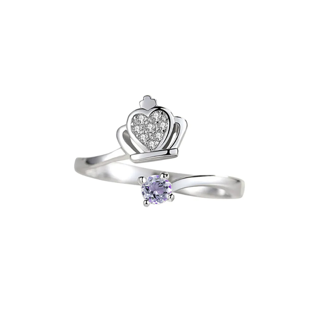 For Daughter - S925 Straighten Your Crown Solitaire Birthston Ring